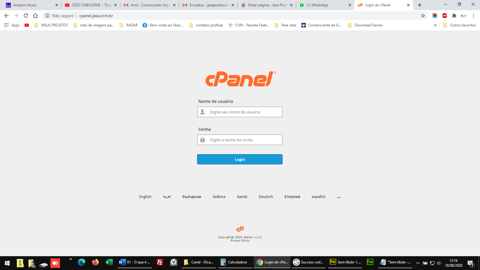 Seu site hospedado em cPanel com suporte humanizado
